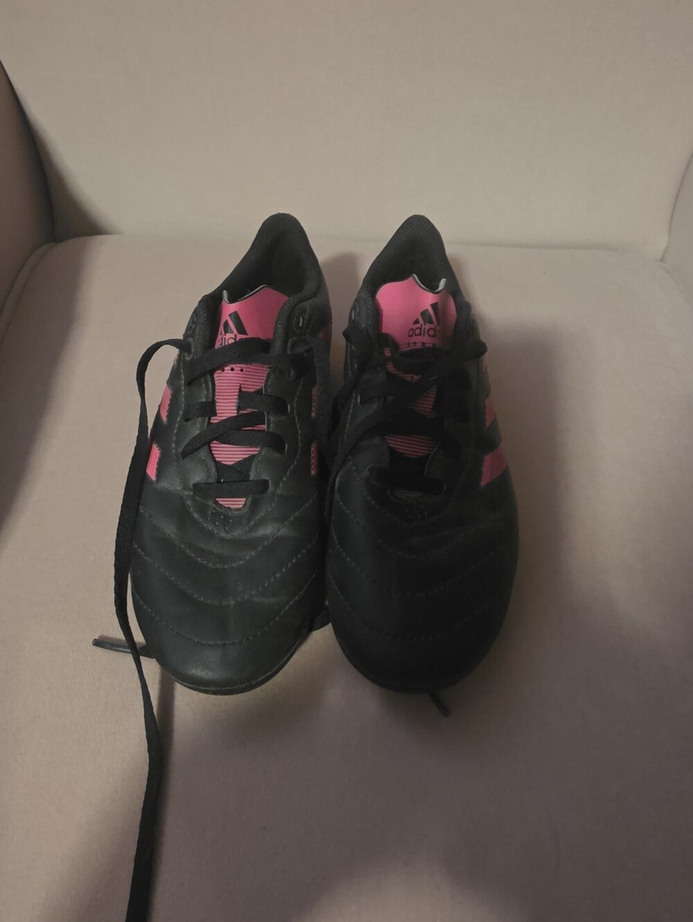 adidas Black and Pink Girls Cleats